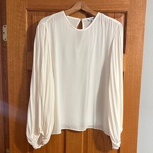 Express Ivory Blouse with Pleated Sleeves